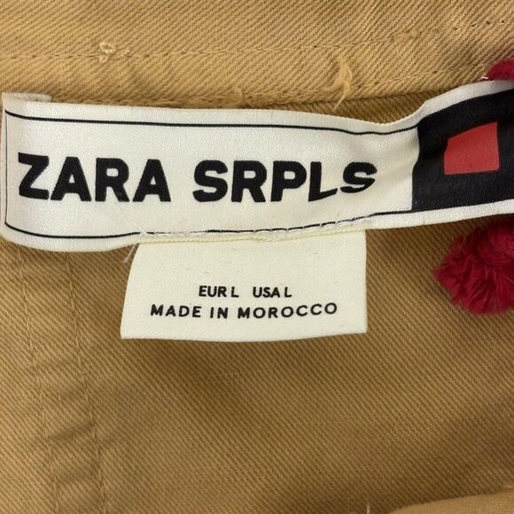 Zara SRPLS Womens Shirt Dress Size L Brown Belted Midi Short Sleeve 3173/431 NWT - Picture 5 of 13